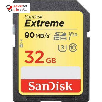 کارت حافظه microSDHC سن دیسک مدل Extreme V30 کلاس 10 استاندارد UHS-I U3 سرعت 90MBps ظرفیت 32 گیگابایت