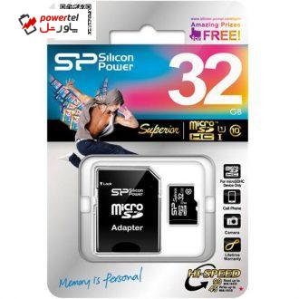 کارت حافظه microSDHC سیلیکون پاور مدل Superior کلاس 10 استاندارد UHS-I U1 سرعت 90MBps همراه با آداپتور SD ظرفیت 32 گیگابایت کارت حافظه microSDHC سیلیکون پاور مدل Superior کلاس 10 استاندارد UHS-I U1 سرعت 90MBps همراه با آداپتور SD ظرفیت 32 گیگابایت