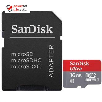 کارت حافظه microSDHC مدل Ultra کلاس 10 استاندارد UHS-I U1 سرعت 80MBps ظرفیت 16 گیگابایت به همراه آداپتور SD