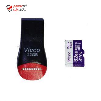 کارت حافظه microSDHC ویکو من مدل Extre533X کلاس 10 استاندارد UHS-I U1 سرعت 80MBps ظرفیت 32گیگابایت همراه کارت خوان