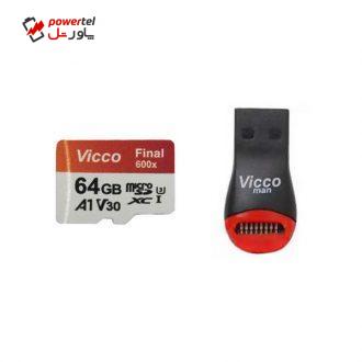 کارت حافظه microSDHC ویکو من مدل Extre600X کلاس 10 استاندارد UHS-I U3 سرعت 90MBps ظرفیت 64گیگابایت همراه با کارت خوان