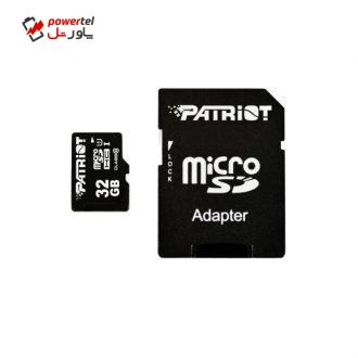 کارت حافظه microSDHC پتریوت کلاس 10 استاندارد UHS-I مدل LX سرعت 85MB/s ظرفیت 32 گیگابایت همراه با آداپتور SD