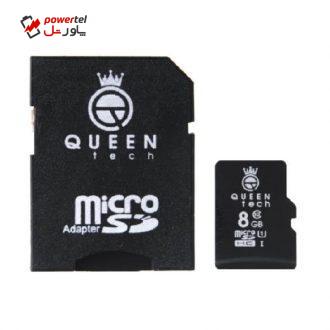 کارت حافظه microSDHC کوئین تک 300X کلاس 10 استاندارد UHS-I U1 سرعت 45MBps ظرفیت 8 گیگابایت به همراه آداپتور SD کارت حافظه microSDHC کوئین تک 300X کلاس 10 استاندارد UHS-I U1 سرعت 45MBps ظرفیت 8 گیگابایت به همراه آداپتور SD