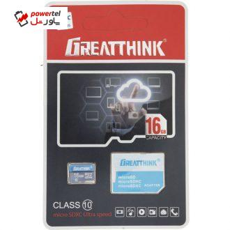کارت حافظه microSDHC گریت سینک مدل A003 کلاس 10 استاندارد UHS-I سرعت 30MBps ظرفیت 16 گیگابایت به همراه آداپتور SD کارت حافظه microSDHC گریت سینک مدل A003 کلاس 10 استاندارد UHS-I سرعت 30MBps ظرفیت 16 گیگابایت به همراه آداپتور SD