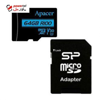 کارت حافظه microSDXC اپیسر مدل RIOO کلاس 10 استاندارد UHS-I U3 سرعت 100MBps ظرفیت 64 گیگابایت به همراه آداپتور SD کارت حافظه microSDXC اپیسر مدل RIOO کلاس 10 استاندارد UHS-I U3 سرعت 100MBps ظرفیت 64 گیگابایت به همراه آداپتور SD