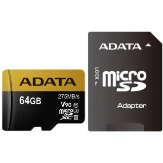 کارت حافظه microSDXC ای دیتا مدل Premier ONE V90 کلاس 10 استاندارد UHS-II U3 سرعت 275MBps همراه با آداپتور SD ظرفیت 64 گیگابایت کارت حافظه microSDXC ای دیتا مدل Premier ONE V90 کلاس 10 استاندارد UHS-II U3 سرعت 275MBps همراه با آداپتور SD ظرفیت 64 گیگابایت