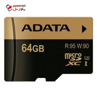 کارت حافظه microSDXC ای دیتا مدل XPG کلاس 10 استاندارد UHS-I U3 سرعت 95MBps ظرفیت 64 گیگابایت کارت حافظه microSDXC ای دیتا مدل XPG کلاس 10 استاندارد UHS-I U3 سرعت 95MBps ظرفیت 64 گیگابایت