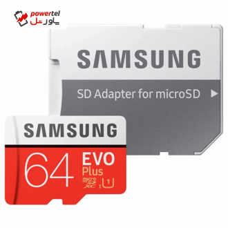 کارت حافظه microSDXC مدل Evo Plus کلاس 10 استاندارد UHS-I U1 سرعت 80MBps همراه با آداپتور SD ظرفیت 64 گیگابایت