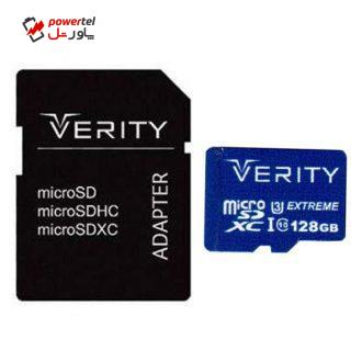 کارت حافظه microSDXC وریتی مدل 4K کلاس 10 استاندارد UHS-I U3 سرعت 80MBps ظرفیت 128 گیگابایت به همراه آداپتور SD