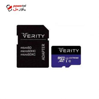 کارت حافظه microSDXC وریتی مدل pro کلاس 10 استاندارد UHS-I U3 سرعت 85MBps ظرفیت 128 گیگابایت به همراه آداپتور SD کارت حافظه microSDXC وریتی مدل pro کلاس 10 استاندارد UHS-I U3 سرعت 85MBps ظرفیت 128 گیگابایت به همراه آداپتور SD