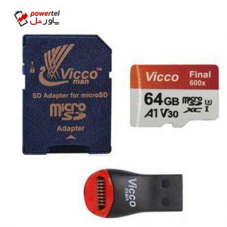 کارت حافظه microSDXC ویکو من مدل Final 600X کلاس 10 استاندارد UHS-I U3 سرعت 90MBps ظرفیت 64گیگابایت همراه با کارت خوان کارت حافظه microSDXC ویکو من مدل Final 600X کلاس 10 استاندارد UHS-I U3 سرعت 90MBps ظرفیت 64گیگابایت همراه با کارت خوان