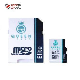 کارت حافظه microSDXC کوئین تک مدل Elite 433X کلاس 10 استاندارد UHS-I U1 سرعت 65MBps ظرفیت 64 گیگابایت