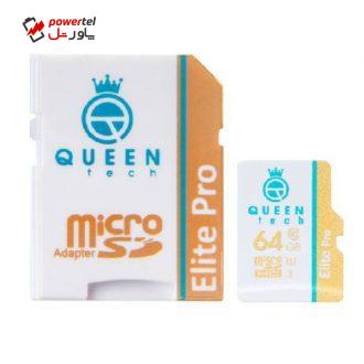 کارت حافظه microSDXC کوئین تک مدل  Elite pro 566X کلاس 10 استاندارد UHS-I U1 سرعت 85MBps ظرفیت 64 گیگابایت به همراه آداپتور SD