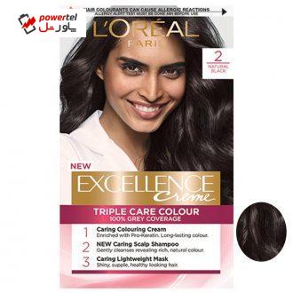 کیت رنگ مو لورآل سری Excellence شماره 2 حجم 48 میلی لیتر رنگ مشکی کیت رنگ مو لورآل سری Excellence شماره 2 حجم 48 میلی لیتر رنگ مشکی
