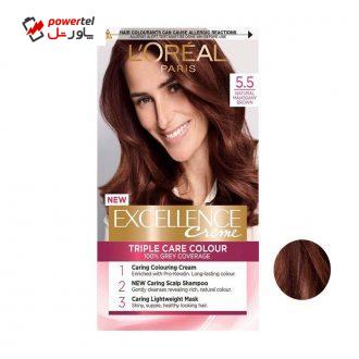کیت رنگ مو لورآل سری Excellence شماره 5.5 حجم 48 میلی لیتر رنگ قهوه ای