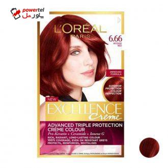 کیت رنگ مو لورآل سری Excellence شماره 6.66 حجم 48 میلی لیتر رنگ شرابی قرمز