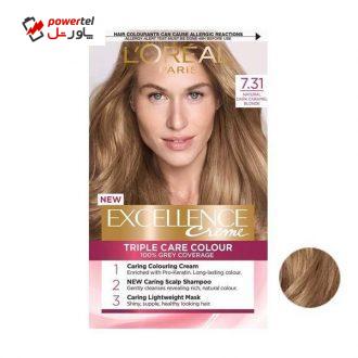 کیت رنگ مو لورآل سری Excellence شماره 7.31 حجم 48 میلی لیتر رنگ قهوه ای شکلاتی کیت رنگ مو لورآل سری Excellence شماره 7.31 حجم 48 میلی لیتر رنگ قهوه ای شکلاتی