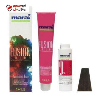 کیت رنگ مو مارال مدل Fusion شماره 5.00 حجم 100 میلی لیتر رنگ قهوه ای روشن اکسترا