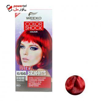 کیت رنگ مو ویکو مدل color shock شماره 6/66 حجم 80 میلی لیتر رنگ قرمز