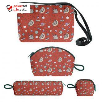 کیف دخترانه طرح گربه کد f149 مجموعه 4 عددی کیف دخترانه طرح گربه کد f149 مجموعه 4 عددی