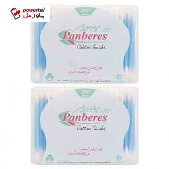 گوش پاک کن کتابی پنبه ریز بسته 200 تایی مجموعه 2 عددی