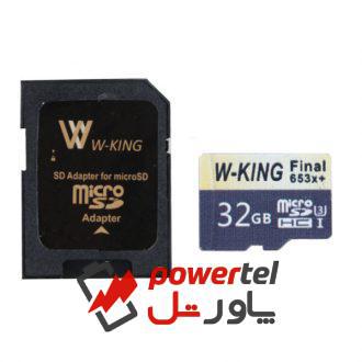 کارت حافظه microSDHC دبلیو کینگ مدل Final 653xplus کلاس 10 استاندارد UHS-I U3 سرعت 98MBs ظرفیت 32 گیگابایت به همراه آداپتور SD