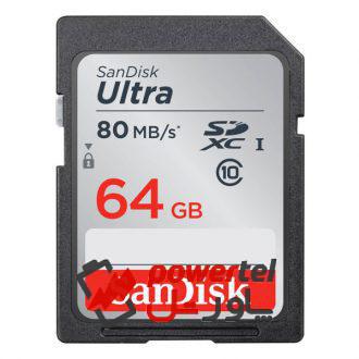 کارت حافظه SDXC سن دیسک مدل Ultra UHS-I  کلاس 10 استاندارد UHS-I سرعت 80MBs ظرفیت 64 گیگابایت