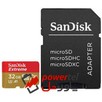 کارت حافظه microSDHC سن دیسک مدل Extreme V30 کلاس A1 استاندارد UHS-I U3 سرعت 100MBps 667X همراه با آداپتور SD ظرفیت 32 گیگابایت