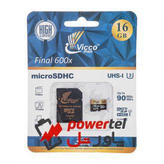 کارت حافظه microSDHC ویکو من مدل VC16GMSDAU3 کلاس 10 استاندارد UHS-I U3 ظرفیت 16 گیگابایت به همراه آداپتور