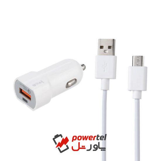 شارژر فندکی آیوان مدل CC-13 همراه با کابل تبدیل microUSB