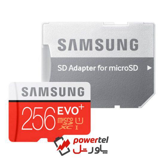 کارت حافظه microSDXC مدل Evo Plus کلاس 10 استاندارد UHS-I U1 سرعت 80MBps ظرفیت 256 گیگابایت به همراه آداپتور SD