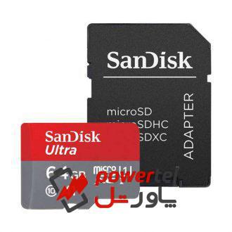 کارت حافظه microSDXC  مدل Ultra A1 کلاس 10 استاندارد UHS-I سرعت 100MBps ظرفیت 64 گیگابایت به همراه آداپتور SD