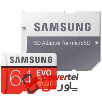 کارت حافظه microSDXC مدل Evo Plus کلاس 10 استاندارد UHS-I U3 سرعت 100MBps ظرفیت 64 گیگابایت به  همراه  آداپتور SD