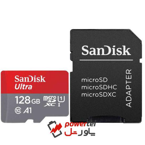 کارت حافظه microSDXC سن دیسک مدل Ultra  کلاس10  استاندارد UHS-I U1 سرعت 100MBps 667X ظرفیت 128 گیگابایت به  همراه با آداپتور SD