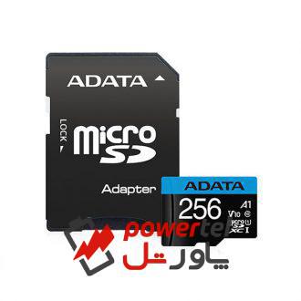 کارت حافظه‌ microSDXC ای دیتا مدل premier کلاس 10 استاندارد UHS-I U1 سرعت 100 MBps ظرفیت 256 گیگابایت به همراه آداپتور SD