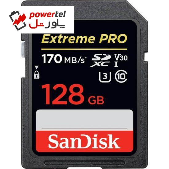 کارت حافظه SDXC سن دیسک مدل Extreme Pro V30 کلاس 10 استاندارد UHS-I U3 سرعت 170mbps ظرفیت 128 گیگابایت