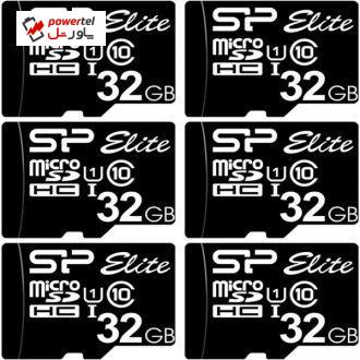 کارت حافظه microSDHC سیلیکون پاور مدل Elite کلاس 10 استاندارد UHS-I U1 سرعت 85MBps ظرفیت 32 گیگابایت بسته 6 عددی