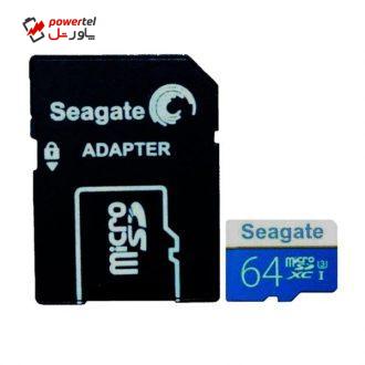 کارت حافظه microSDXC سیگیت مدل HTT کلاس 10 استاندارد UHS-I U3 سرعت 100MBps ظرفیت 64 گیگابایت به همراه آداپتور SD کارت حافظه microSDXC سیگیت مدل HTT کلاس 10 استاندارد UHS-I U3 سرعت 100MBps ظرفیت 64 گیگابایت به همراه آداپتور SD