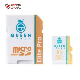 کارت حافظه microSDHC کوئین تک مدل  Elite pro 566X کلاس 10 استاندارد UHS-I U1 سرعت 85MBps ظرفیت 8 گیگابایت به همراه آداپتور SD