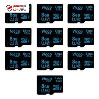 کارت حافظه microSDHC ویکو من مدل Extre 533X کلاس 10 استاندارد UHS-I U1 سرعت80MBps ظرفیت 8 گیگابایت بسته 10عددی کارت حافظه microSDHC ویکو من مدل Extre 533X کلاس 10 استاندارد UHS-I U1 سرعت80MBps ظرفیت 8 گیگابایت بسته 10عددی