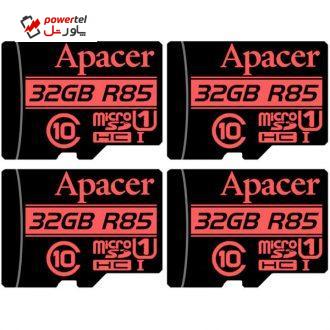 کارت حافظه microSDHC اپیسر مدل AP32G کلاس 10 استاندارد  UHS-I U1 سرعت 85MBps ظرفیت 32 گیگابایت بسته 4 عددی