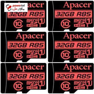کارت حافظه microSDHC اپیسر مدل AP32G کلاس 10 استاندارد  UHS-I U1 سرعت 85MBps ظرفیت 32 گیگابایت بسته 6 عددی