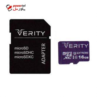 کارت حافظه microSDXC وریتی مدل 4K کلاس 10 استاندارد UHS-I U3 سرعت 80MBps ظرفیت 16 گیگابایت به همراه آداپتور SD