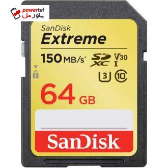 کارت حافظه SDXC سن دیسک مدل Extreme Pro V30 کلاس 10 استاندارد UHS-I سرعت 150mbps ظرفیت 64 گیگابایت