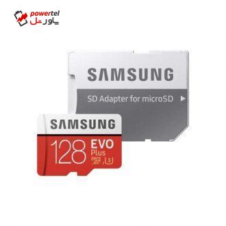 کارت حافظه microSDXC سامسونگ مدل Evo Plus کلاس 10 استاندارد UHS-I U3 سرعت 95MBps ظرفیت 128 گیگابایت به همراه آداپتور SD کارت حافظه microSDXC سامسونگ مدل Evo Plus کلاس 10 استاندارد UHS-I U3 سرعت 95MBps ظرفیت 128 گیگابایت به همراه آداپتور SD