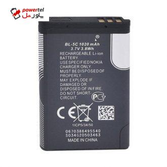 باتری موبایل مدل BL-5C ظرفیت 1020 میلی آمپر ساعت مناسب برای گوشی موبایل نوکیا 105