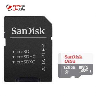 کارت حافظه microSDXC سن دیسک مدل Ultra A1 کلاس 10 استاندارد UHS-I سرعت 80MBps ظرفیت 128 گیگابایت به همراه آداپتور SD کارت حافظه microSDXC سن دیسک مدل Ultra A1 کلاس 10 استاندارد UHS-I سرعت 80MBps ظرفیت 128 گیگابایت به همراه آداپتور SD
