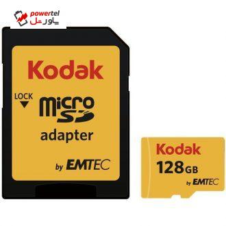 کارت حافظه microSDXC امتک کداک کلاس 10 استاندارد UHS-I U1 سرعت 85MBps 580X همراه با آداپتور SD ظرفیت 128 گیگابایت کارت حافظه microSDXC امتک کداک کلاس 10 استاندارد UHS-I U1 سرعت 85MBps 580X همراه با آداپتور SD ظرفیت 128 گیگابایت