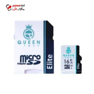 کارت حافظه microSDHC کوئین تک مدل Elite 433X کلاس 10 استاندارد UHS-I U1 سرعت 65MBps ظرفیت 16 گیگابایت به همراه آداپتور SD کارت حافظه microSDHC کوئین تک مدل Elite 433X کلاس 10 استاندارد UHS-I U1 سرعت 65MBps ظرفیت 16 گیگابایت به همراه آداپتور SD
