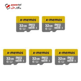 کارت حافظه microSDHC ایکس-مموس کلاس 10 استاندارد UHS-I U1 سرعت 30MBps ظرفیت 32 گیگابایت بسته 5 عددی